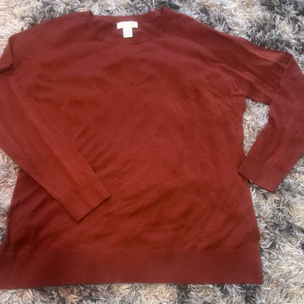 H&M Men's Brick Red Crewneck Sweater